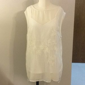 Floral embroidered sheer top